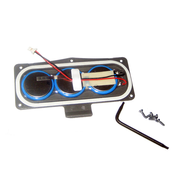 Raymarine TA119 3-up battery pack and seal kit, three blue-ringed cells in a black tray with screws and an Allen key