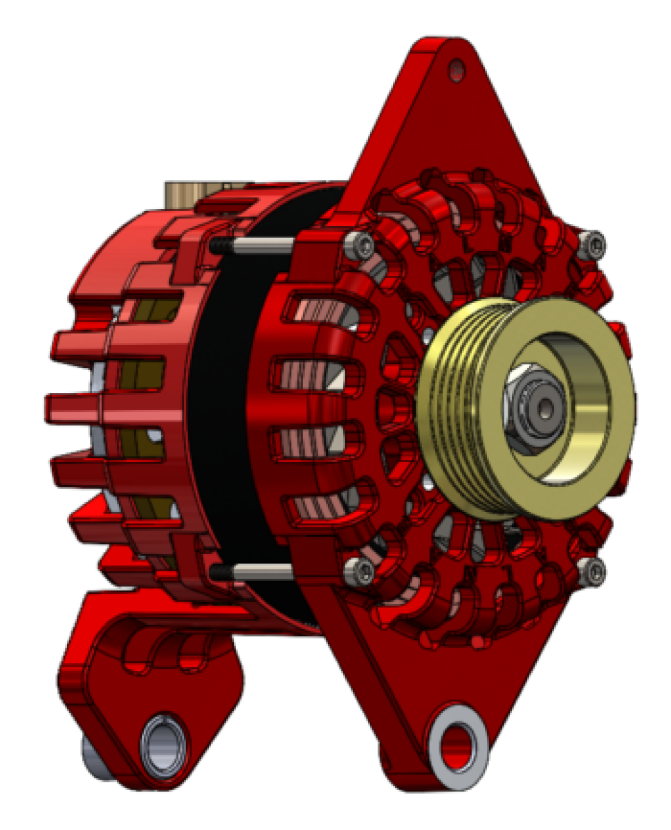 Balmar XT series alternator 170A 12V, XT-DF4-170-K6, red alternator with a gold K6 pulley and a 4 inch dual foot mount