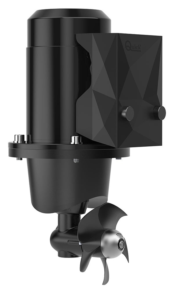 Quick FGBT11025120TC0 BTQ110-25 bow thruster 25 kgf 12 V with protection case, black motor on a bracket with propeller