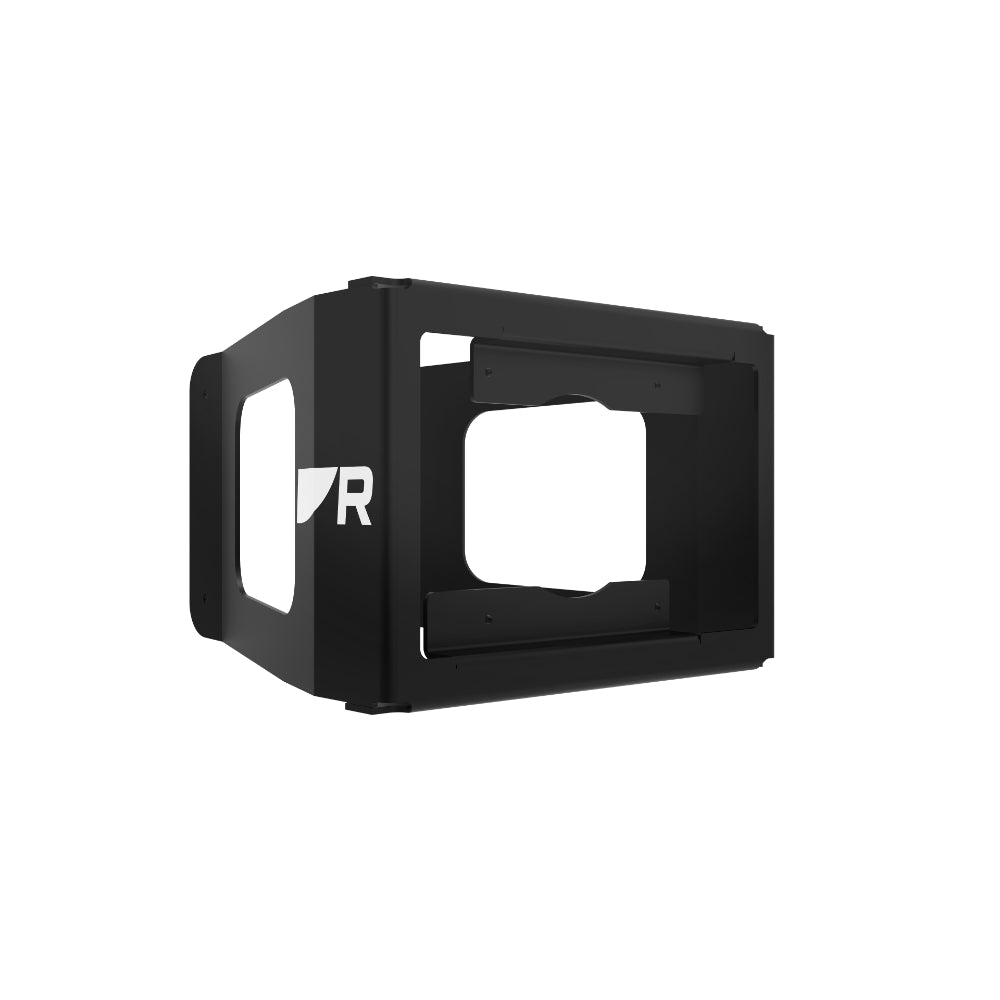 Raymarine A80714 Alpha 9 single mast bracket landscape, empty black steel bracket with R logo on its side