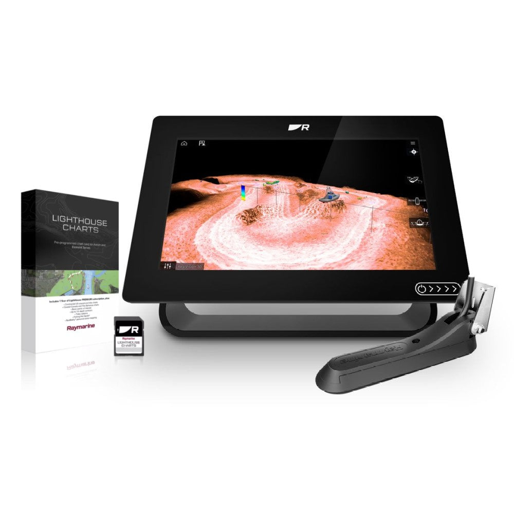 Raymarine E70637-03-WEU Axiom+ 9 RV with LightHouse charts box, SD card and RV-100 transducer, 3D sonar on screen