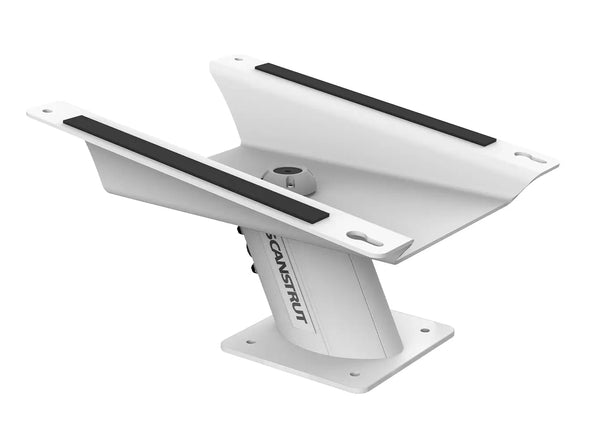 Scanstrut APT-150-SL-01 white aluminium PowerTower 150mm for Starlink, angled view with black grip strips