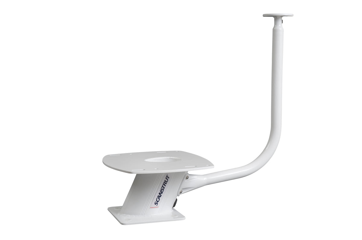 Scanstrut APT-LB-01 white central lightbar with curved arm rising to a flat top, on a mounting plate