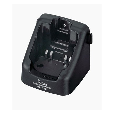 Icom BC-152 desktop battery charger for IC-F51, F61 and M87, black cradle with contacts and the Icom logo