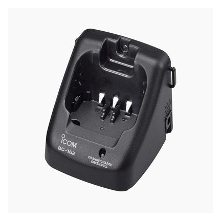 Icom BC-162 UK rapid charger for Ni-Cd and Li-ion BP-241 and BP-224, black cradle with contacts and the Icom logo