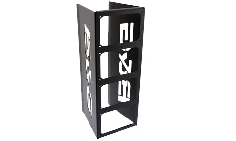 B&G BGH220014 20/20 HVision mast bracket 4-way, folded black steel bracket with white B&G logos on its sides