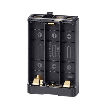 Icom BP-297 battery case, black open battery case with three AA battery slots and gold terminals