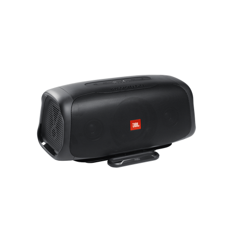 JBL Marine JBLSUBBPGO Basspro Go subwoofer and portable speaker 2 in 1, black speaker, red JBL logo and a pull-out stand