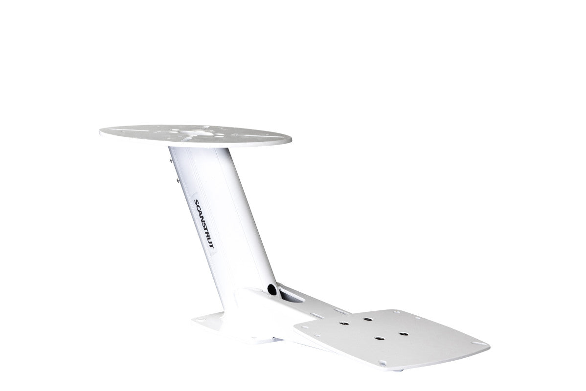 Scanstrut DPT-R-COMP compact modular dual PowerTower strut in white, with top platform and flat base plate