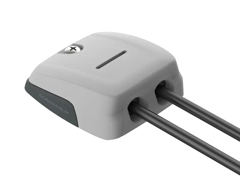 Scanstrut DS-HD10 grey horizontal double cable seal on black background with two cables passing through the ports