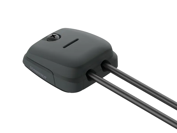 Scanstrut DS-HD6-BLK black double horizontal cable seal with two black cables running out of the side, on black