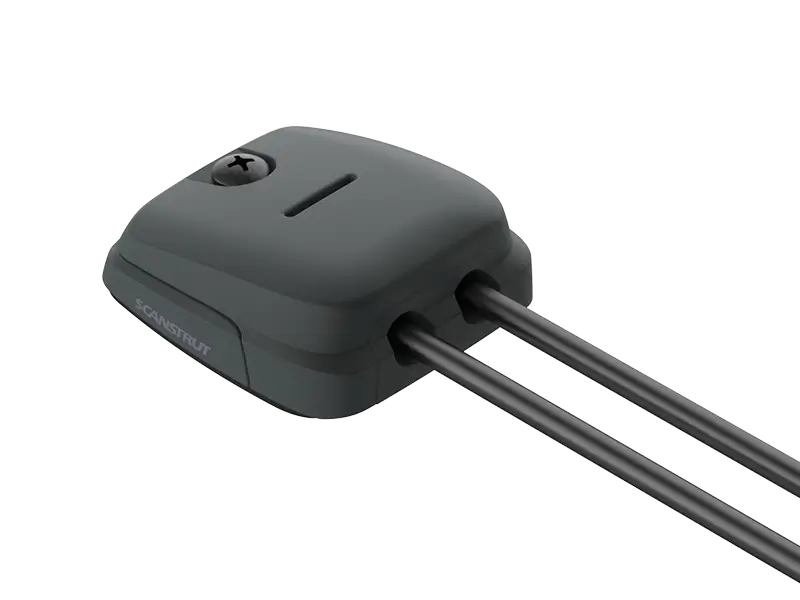 Scanstrut DS-HD6-BLK black double horizontal cable seal with two black cables running out of the side, on black