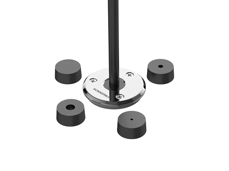 Scanstrut DS-LP-16-S low profile stainless cable seal with four black rubber grommets and a cable through the centre
