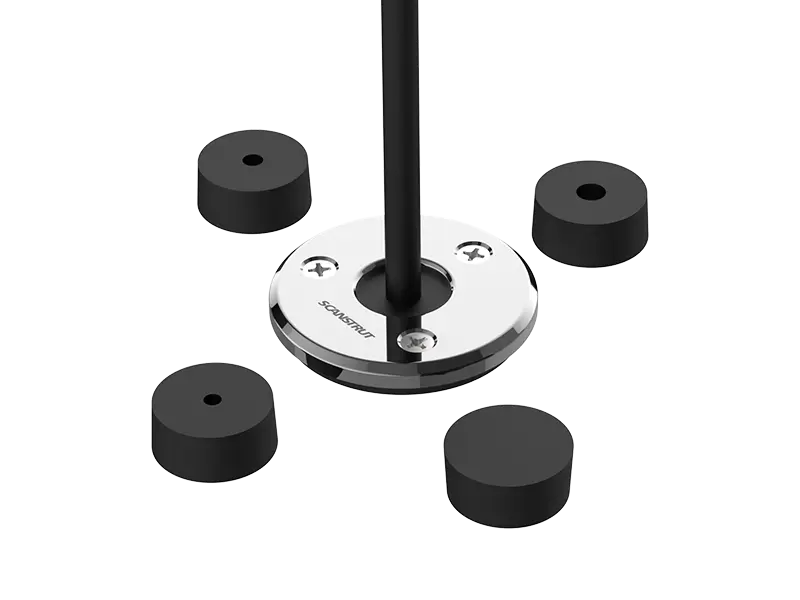 Scanstrut DS-LP-21A-S low profile 316 stainless cable seal with four black rubber grommets and a cable through the centre