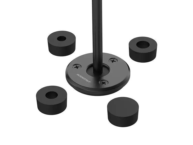 Scanstrut DS-LP-21B-BLK low profile cable seal with cable through the black round plate and four rubber bungs