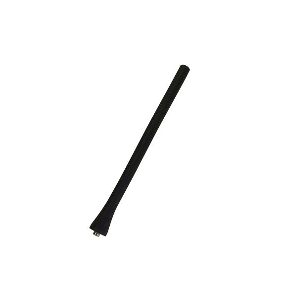 Icom FA-SC59V antenna, slim black flexible whip with a threaded base at the bottom, shown on white