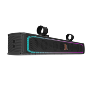 JBL Marine JBLPWSRALLYBARXL Rallybar XL 35 inch Bluetooth outdoor soundbar, RGB lights, long black bar, teal and purple edge