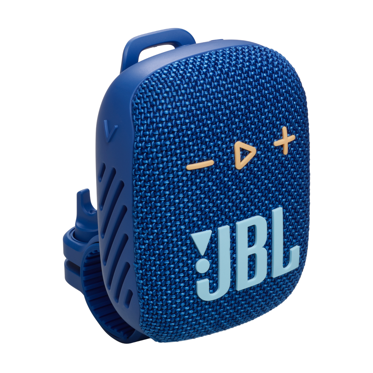 JBL Marine JBLWIND3SBLU Wind 3S portable mobility Bluetooth speaker, blue woven speaker with a JBL logo and a strap