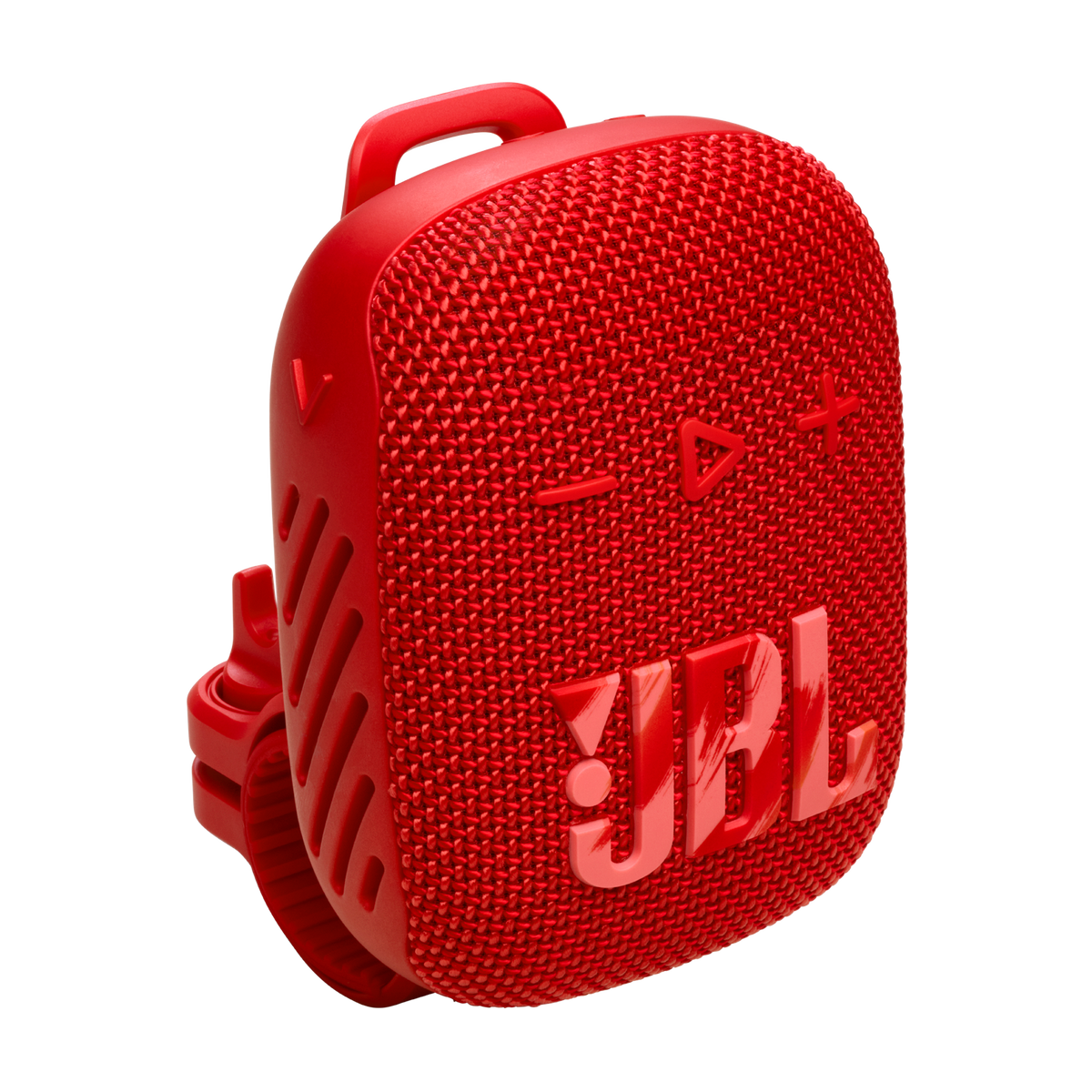JBL Marine JBLWIND3SRED Wind 3S portable mobility Bluetooth speaker, red woven speaker with a JBL logo and a strap