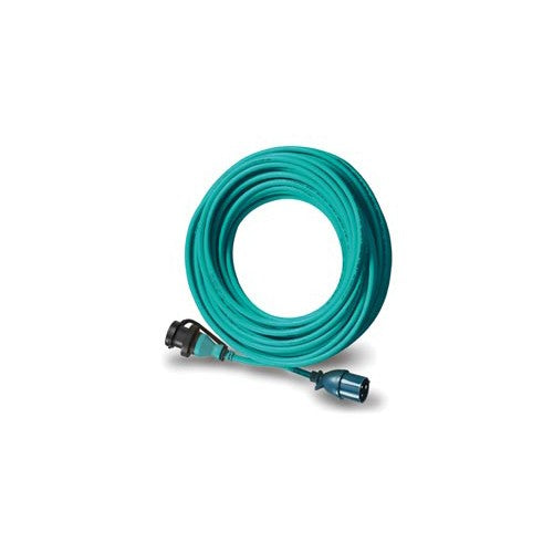 Mastervolt 15 metre 2.5mm2 shore power cable in teal coil, with blue plug fitted on one end