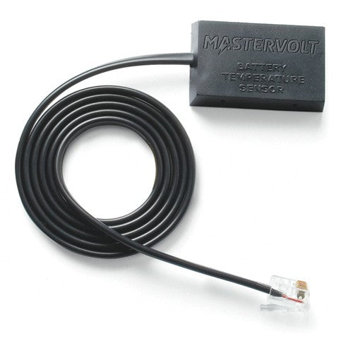 Mastervolt battery temperature sensor with 15m cable, black Mastervolt sensor pad on a long coiled lead and RJ plug