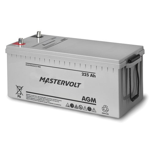 Mastervolt AGM battery 62002250, 12V 225Ah, long grey case with side rope handle and top terminals