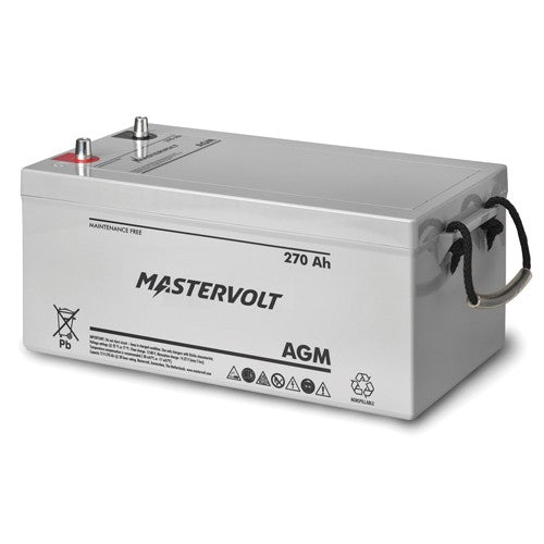 Mastervolt AGM battery 62002700, 12V 270Ah, long grey case with rope handle and two terminals