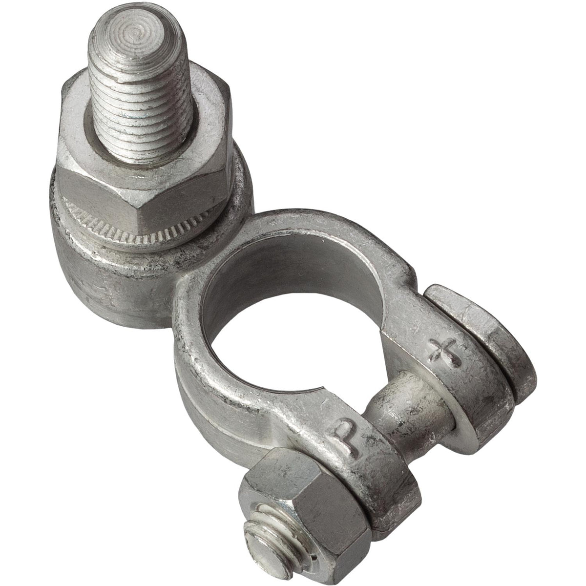 Mastervolt Type D M10 positive battery terminal 68061100, cast clamp with threaded stud and plus marking