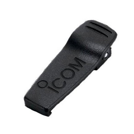 Icom MB-94 alligator belt clip for BP-232H and BP-232WP, black clip with the Icom logo and a hinged back