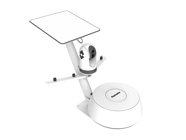 Scanstrut PTM-R1-SL tapered mast carrying a Starlink flat dish and thermal camera, with white Raymarine radome base below