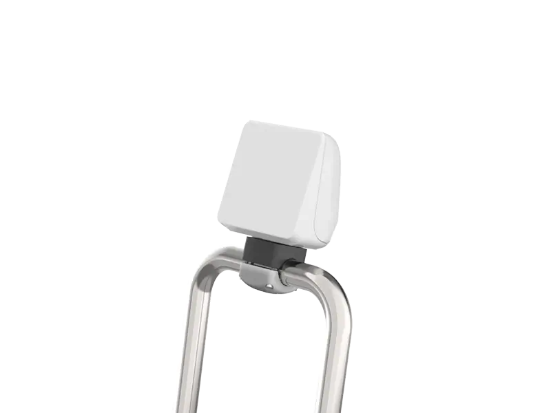 Scanstrut SPR-1u-RM white uncut instrument pod on a stainless rail mount, on black background