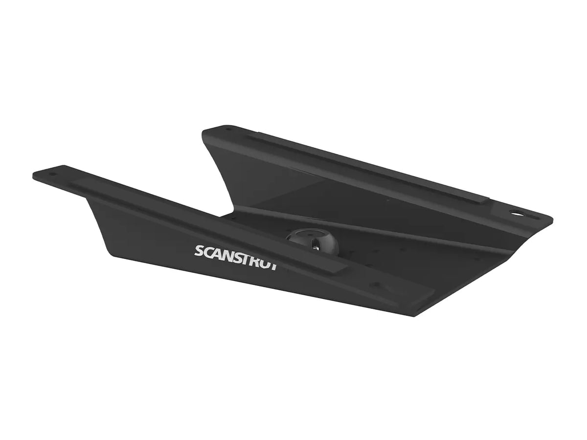 Scanstrut SC-SL-01-BLK black aluminium 8 degree wedge mount for Starlink Flat High Performance, side view with logo