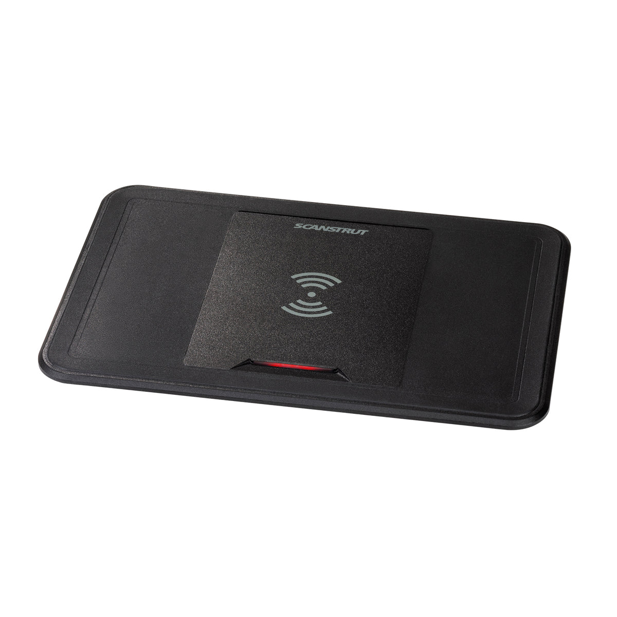 Scanstrut SC-CW-2GT surface-mount 15W 3-coil wireless charger, black pad with wireless symbol, angled front view