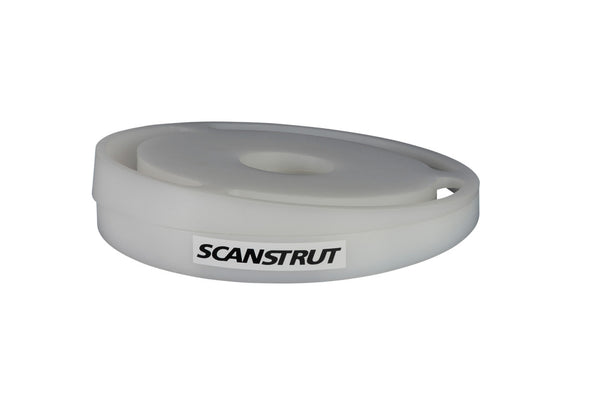 Scanstrut SC50 white adjustable base wedge, three-quarter view showing the Scanstrut logo on the front edge