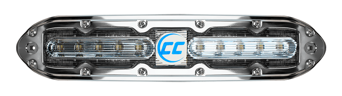 Shadow-Caster SCM-10-EXT-CC SCM-10 Colour Caster underwater light, long oval stainless housing, LED banks, blue CC badge