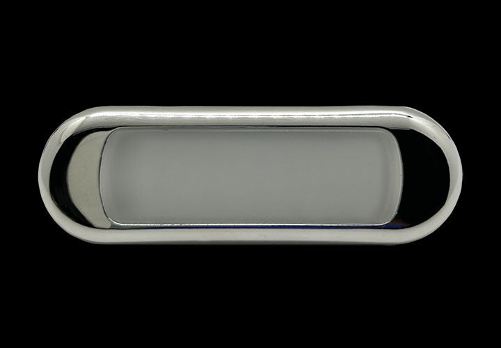 Shadow-Caster SCM-CLX-RGBW-SS SCM-CLX RGBW front facing courtesy light, long oval frame holding a frosted light panel
