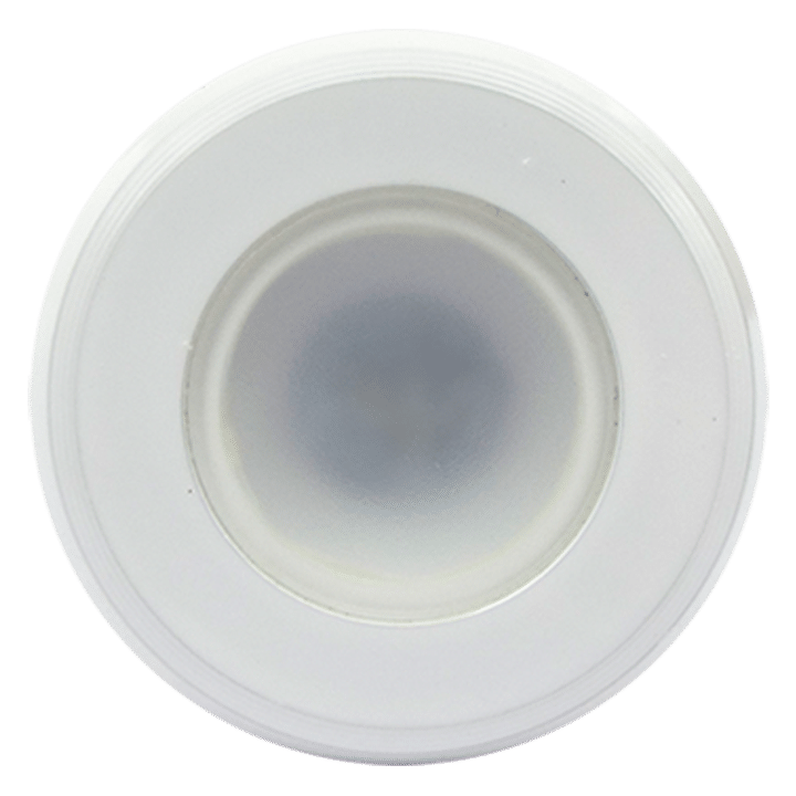 Shadow-Caster SCM-DL-WBR-WH SCM-DL down light, white, blue and red, round white housing with a frosted lens, on green