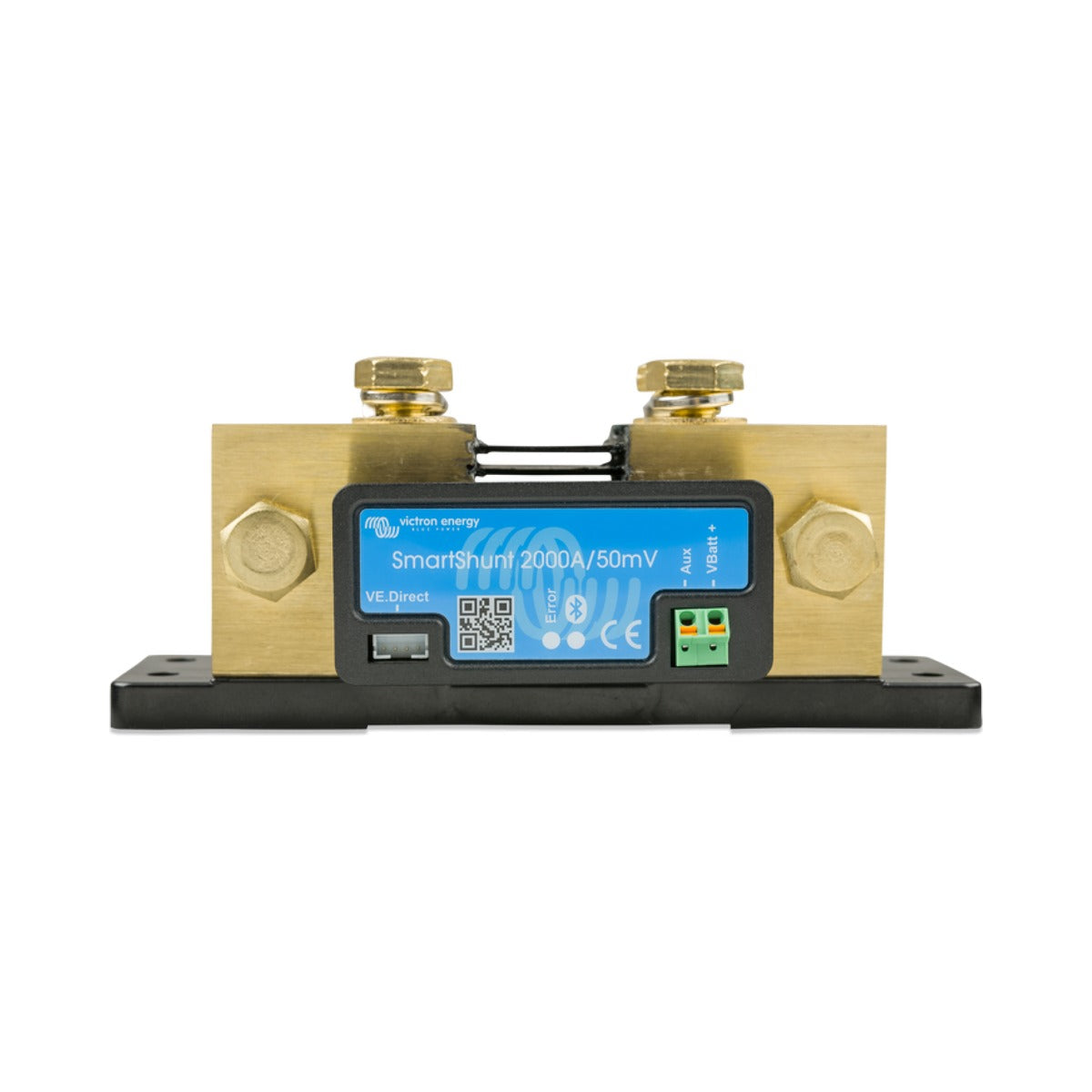 Victron SHU050220050 SmartShunt 2000 A battery monitor, brass shunt bars on a black base with a blue module