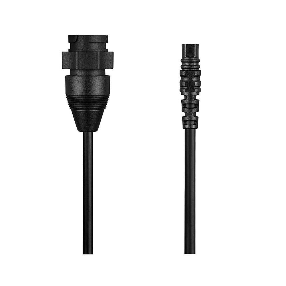 Raymarine A80606 MotorGuide transducer to Element HV adaptor cable, black cable with a round plug and a small plug