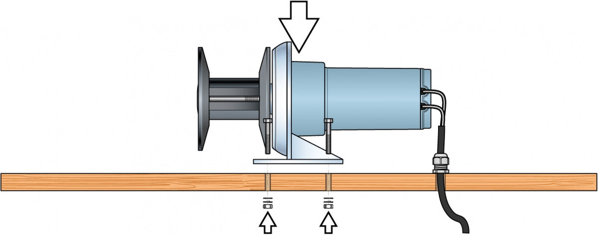 Quick FSTM1000G000A00 TM1000G capstan 800W 12V, installation drawing, capstan through a deck
