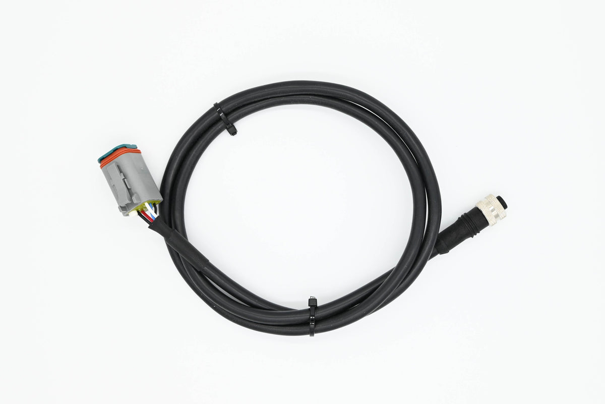 Oceanic Systems 3851 NMEA 2000 micro female adapter cable, black cable with a black rectangular plug and a micro plug