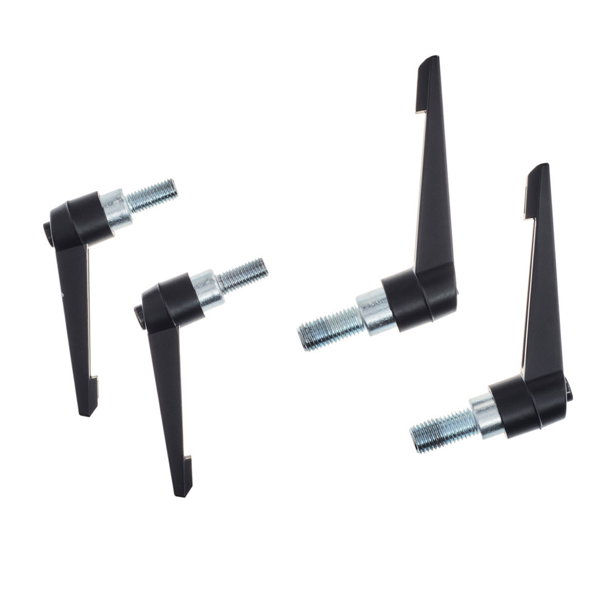 Tacx NEO bike lever set S8000.11, four black plastic clamp levers with threaded studs shown on white