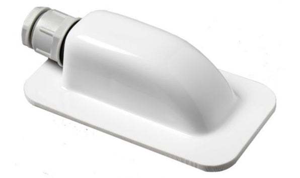 Single entry grommet 6 mm2, PVC-HSMOUNT-GROMMET-DD1, white moulded cable entry gland with one grey cable gland on a flat base