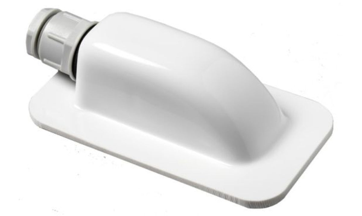 Single entry grommet 6 mm2, PVC-HSMOUNT-GROMMET-DD1, white moulded cable entry gland with one grey cable gland on a flat base