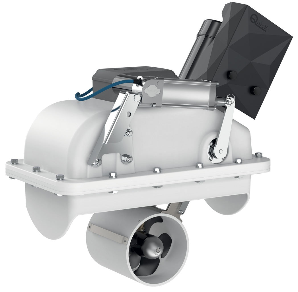 Quick FGBTR1403012T00 BTR1403012 retractable bow thruster 30kgf 12V version T00, white housing, black motor, arm, tunnel