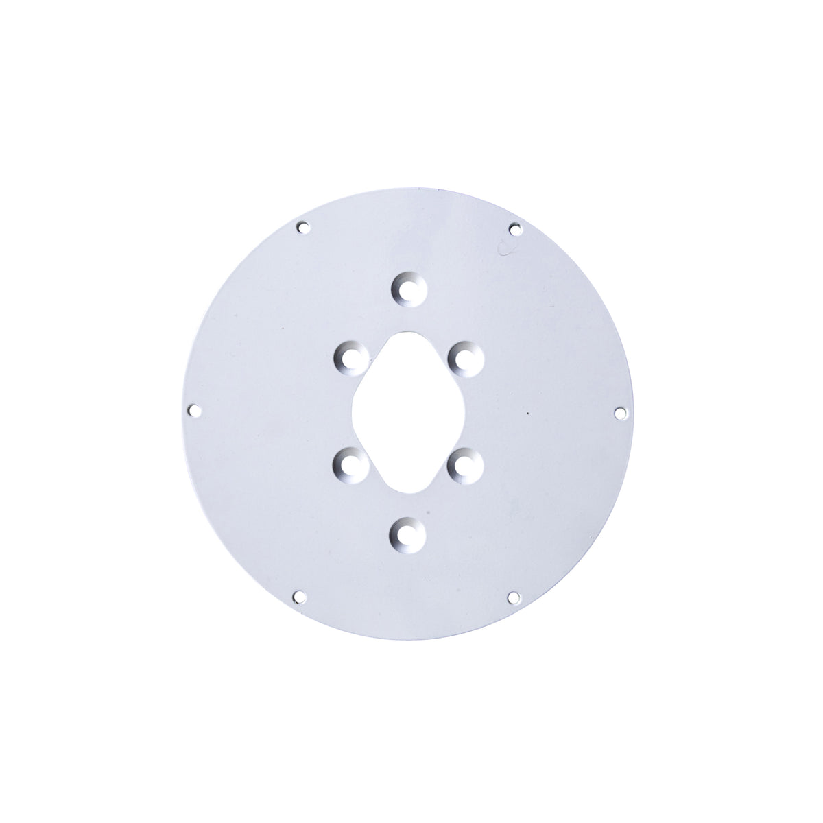 Scanstrut DPT-C-PLATE-03 white camera plate with central cut-out and bolt holes for Dual PowerTower, top view