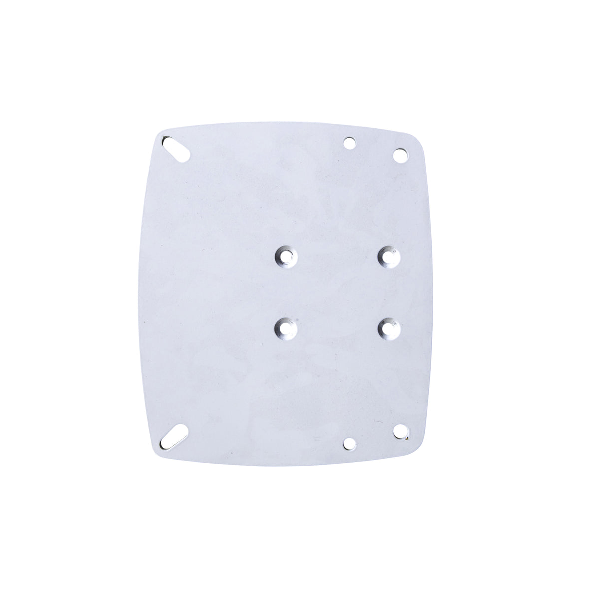 Scanstrut DPT-R-PLATE-01 white rectangular aluminium base plate with six holes and rounded corners