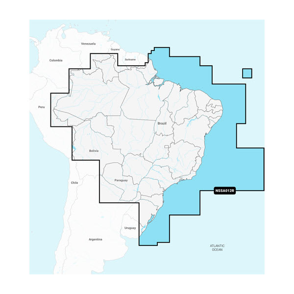 Garmin Navionics Brazil chart 010-C1453-20, coverage map of the inland and coastal marine waters of Brazil
