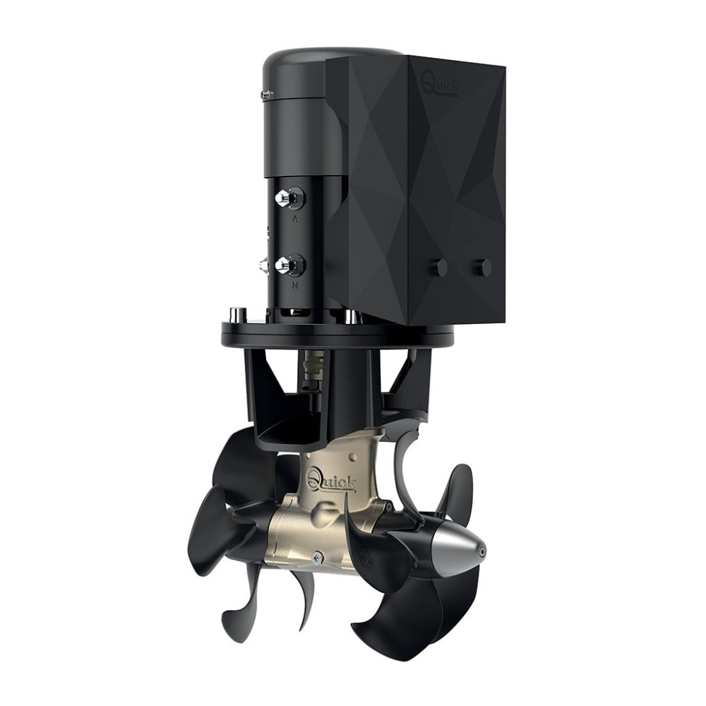 Quick FGBT25120120T00 BTQ250-120 bow thruster 120kgf 12V, black motor on bracket above twin propellers