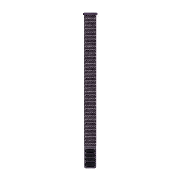 Garmin UltraFit nylon strap 010-13306-02, 20 mm in Deep orchid, full length of the strap with hook end
